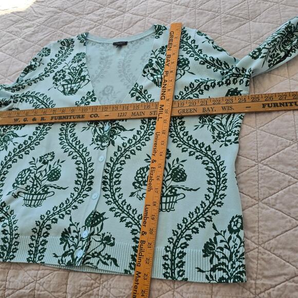 Talbots Cardigan Women's 2XP Blue Ice Heritage Green Flowing Florals Casual - Picture 6 of 8